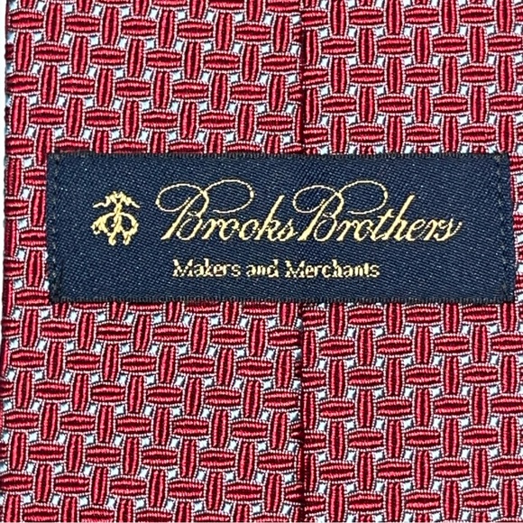 Brooks Brothers Red Blue Design Silk Neck Tie Made in USA Woven in Italy 58” Men - Picture 9 of 15